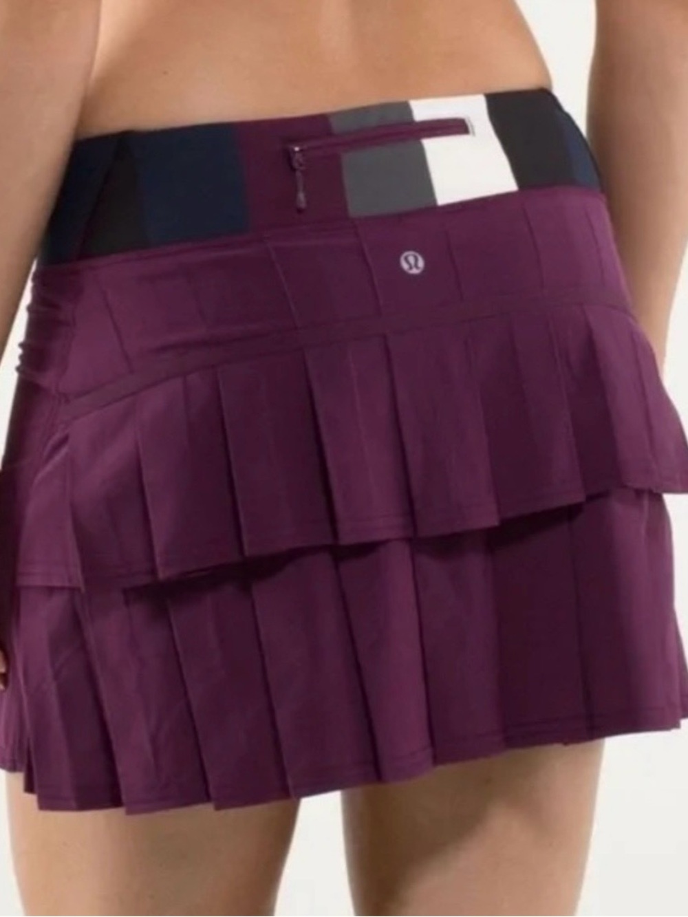 lululemon Plum Tiered Pleated Athletic Skort with Colorblock Waistband